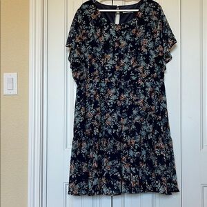 Floral Short Sleeve Floral NavyDress 22